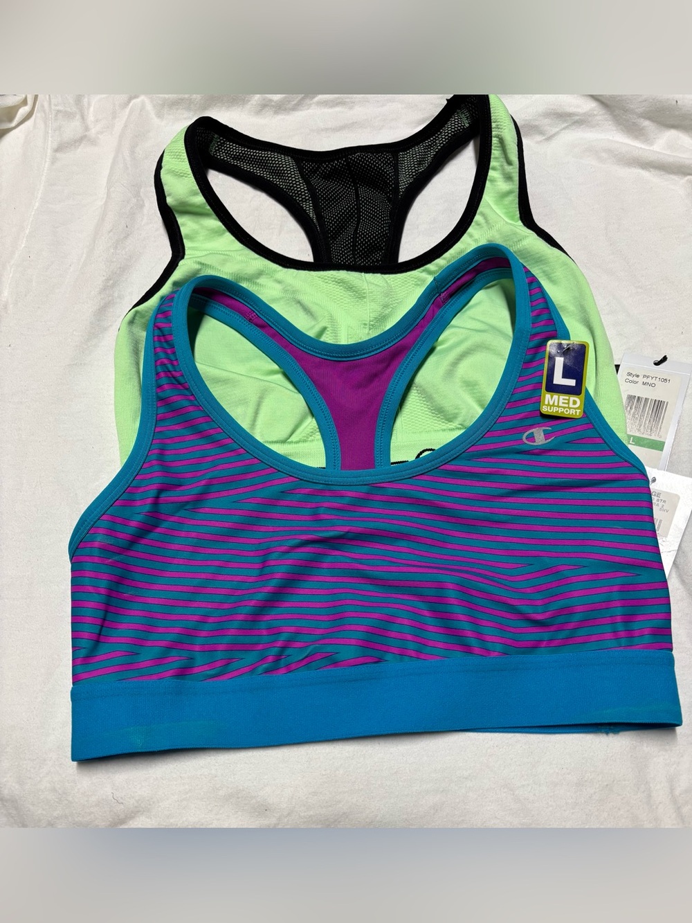 Champion Women's Purple & Teal Striped Medium Support Sports Bra (2-Pack)